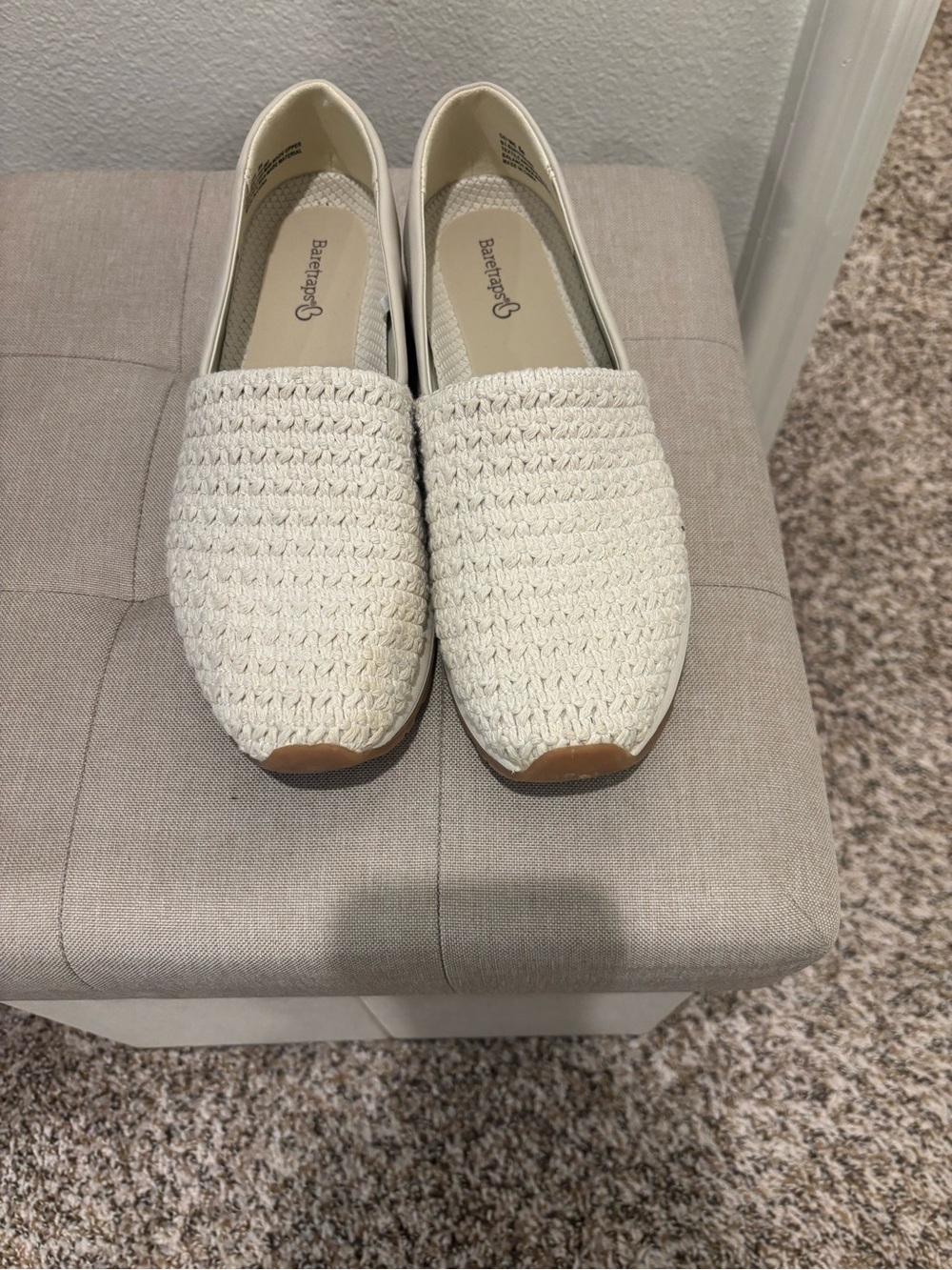 BareTraps Cream Woven Slip-On Loafers